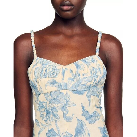 NEW Sandro Joselle Slip Corset Maxi Dress EU 36 US 4 2 Ecru Blue - Picture 4 of 9